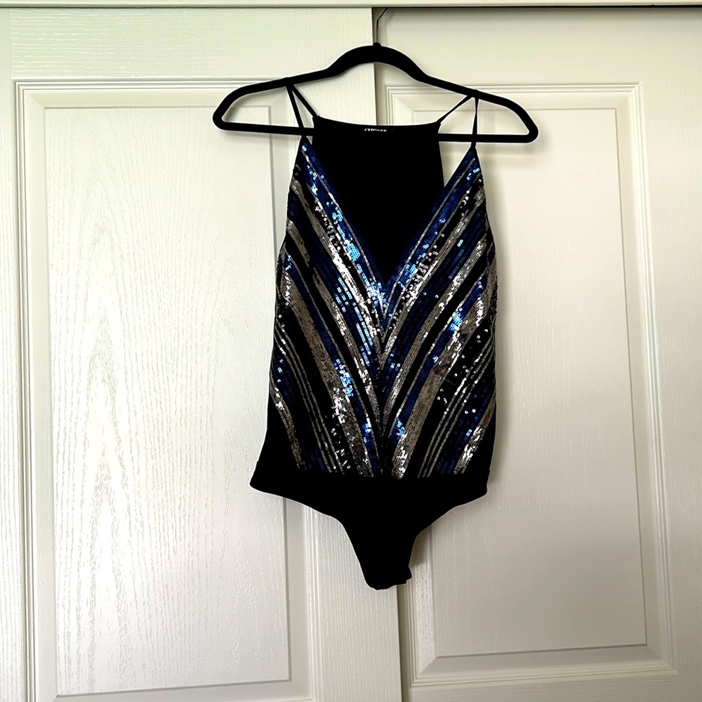 Express sequined tank bodysuit Size L